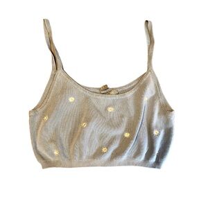 Sky and Sparrow Embroidered Daisy Sweater Crop worn once MEDIUM